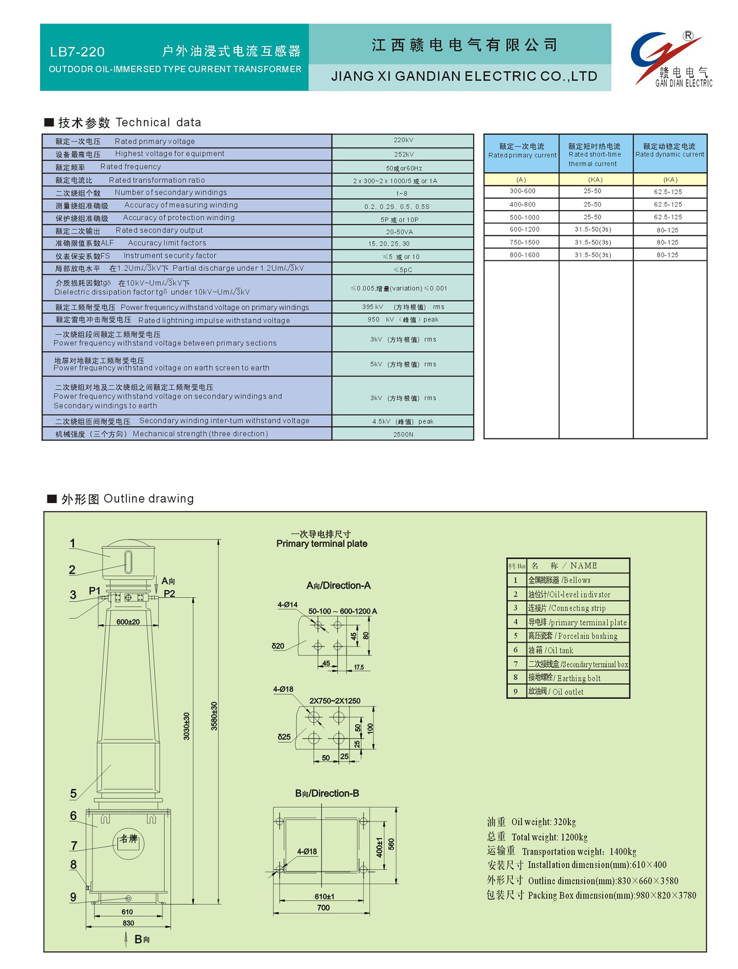 LB7-220 户外油浸式电流互感器_龙8头号玩家 | 电压互感器 | 非晶合金变压器 | 干式变压器 | 油浸式变压器